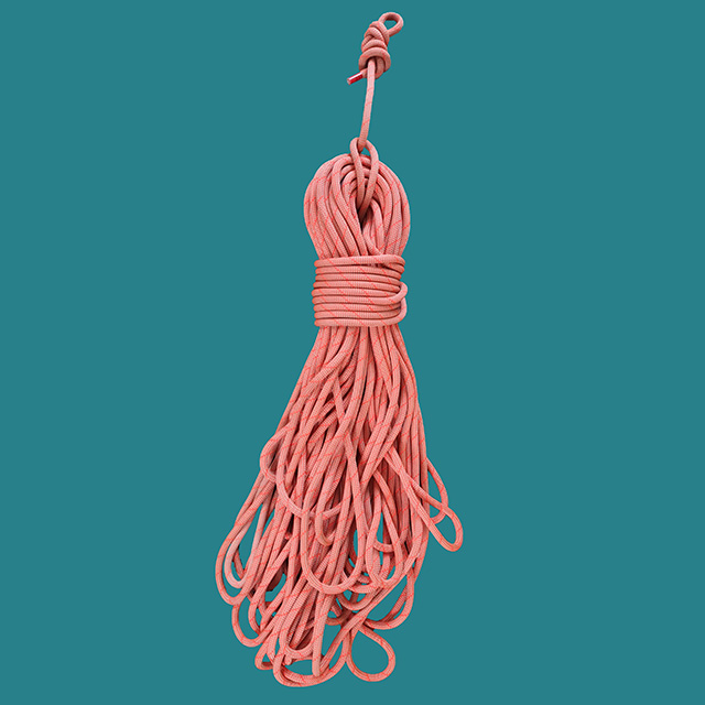 An orange Mammut 9.8MM 60M crag classic rope